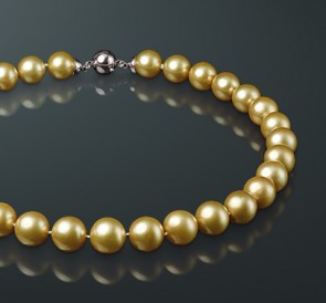 Ожерелье из жемчуга мюз110-45з: золотистый морской жемчуг, золото 585°