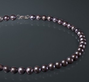 Ожерелье из черного жемчуга ч095с40с: чёрный пресноводный жемчуг, серебро 925°