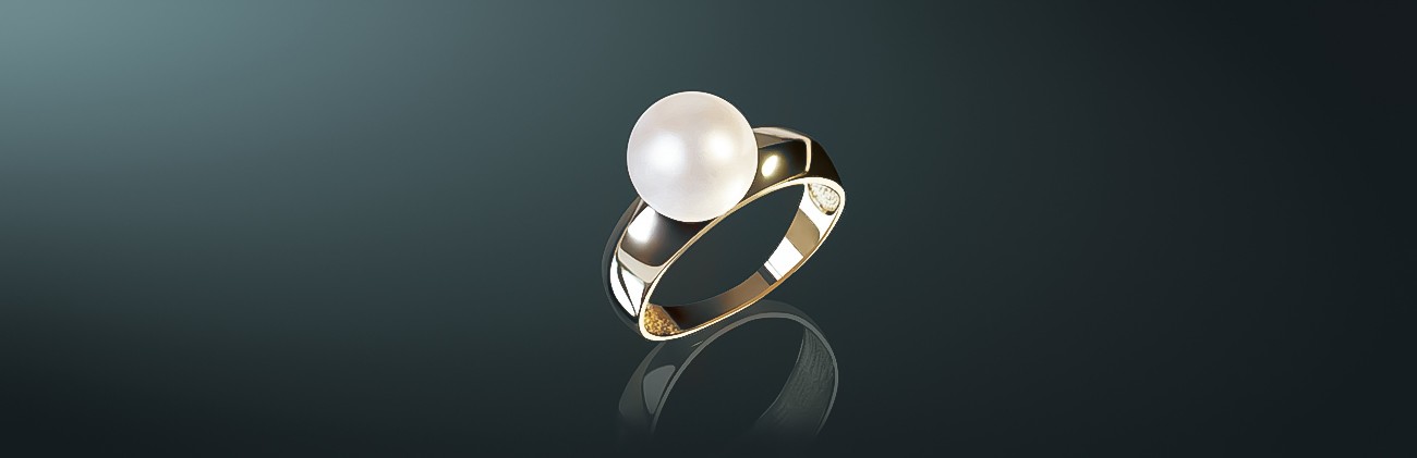 Кольцо с белым пресноводным жемчугом класса ААА (высший): золото 585˚, государственное пробирное клеймо. к-140861 #2