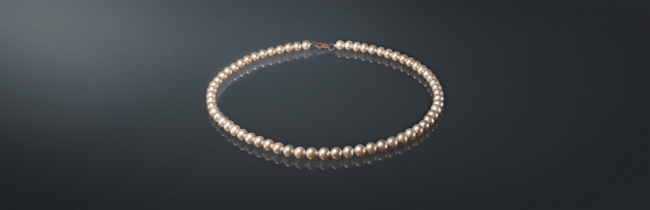 Ожерелье из розового пресноводного жемчуга, с замком из золота 585˚. р750хк40з