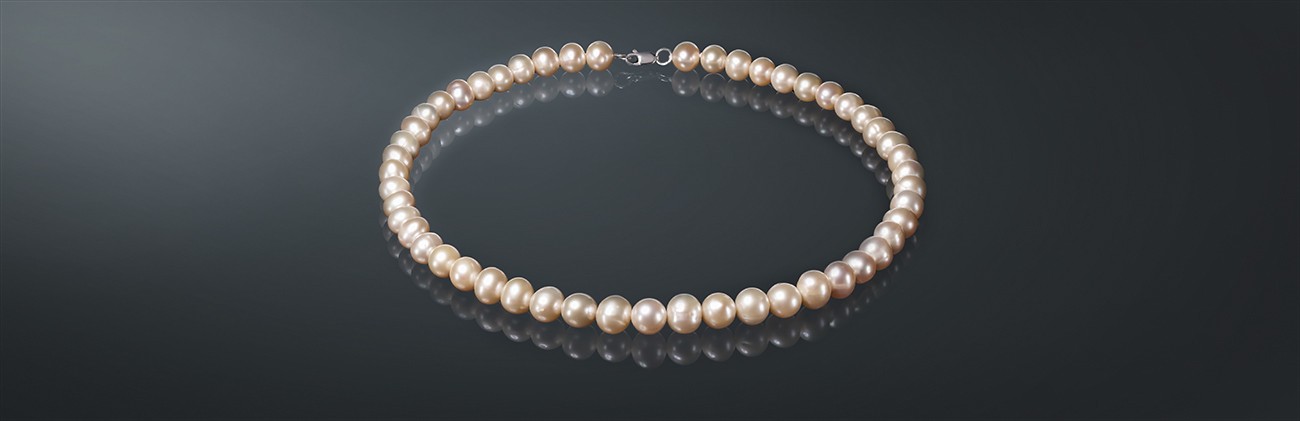 Ожерелье из розового пресноводного жемчуга, с замком из серебра 925˚. р950с40с